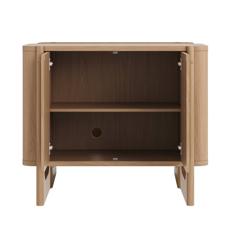 Solace Mid Century Modern Cabinet, Storage Accent Cabinet or TV Stand with Doors, Solid Wood Legs and Adjustable Shelf