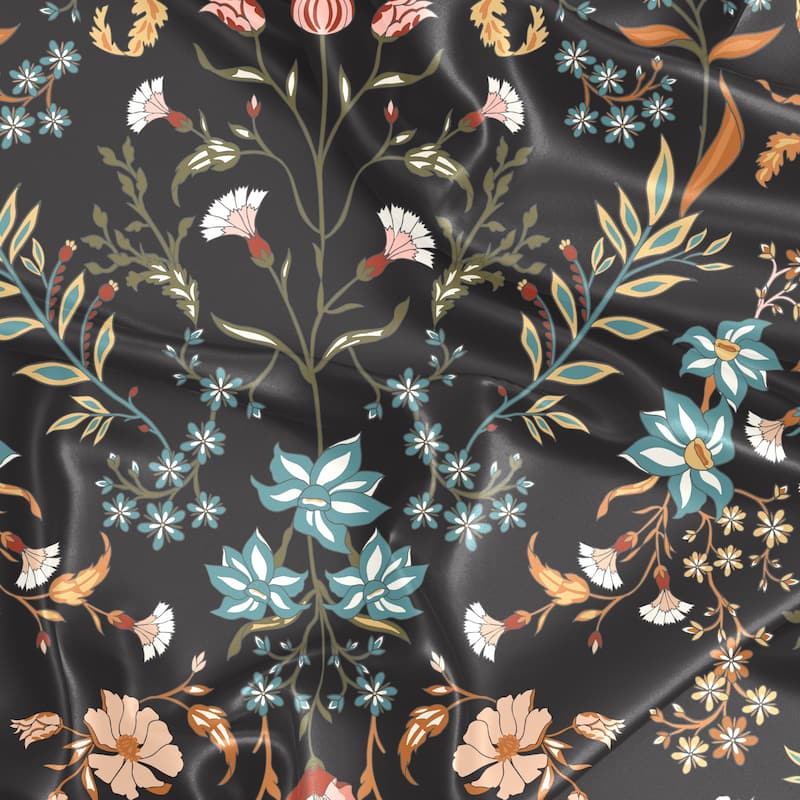 Sweet Jojo Designs Black Boho Wildflower Vintage Floral Girl Satin Fitted Crib Sheet Orange Botanical Leaf Bohemian Farmhouse