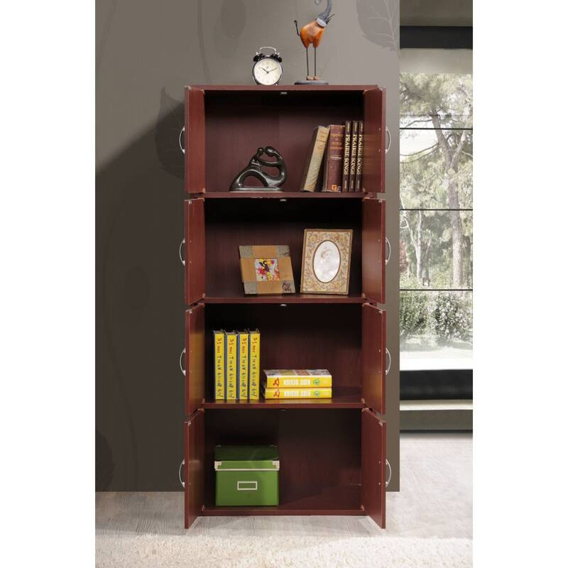 54" Mahogany Brown Multi-Purpose Bookcase Cabinet with Doors