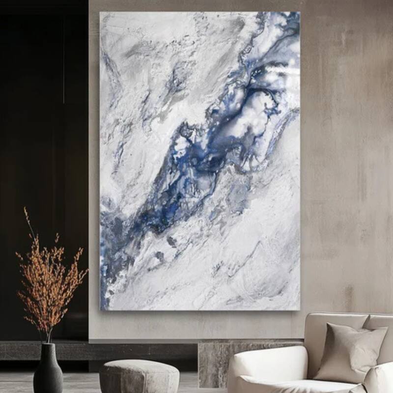 Aria Home Blue Grey Aetheris Frameless Canvas Wall Art 31x47