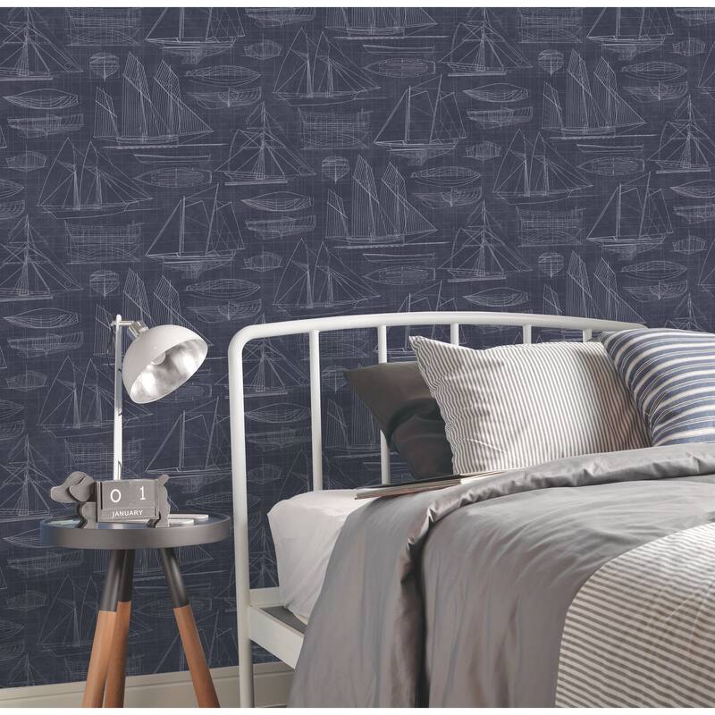Galerie Wallcoverings Deauville 2 Nautical Blueprint Non-woven Matte Wallpaper Roll