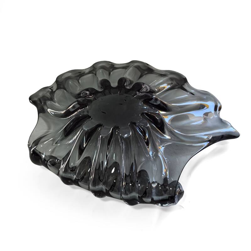 Modern Sculptural Glass Centerpiece Bowl Decorative Accent 14"x10"