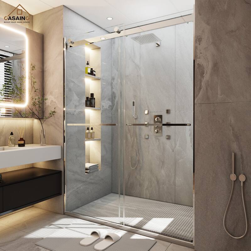 CASAINC 48"*76" Frameless Double Sliding Shower Door
