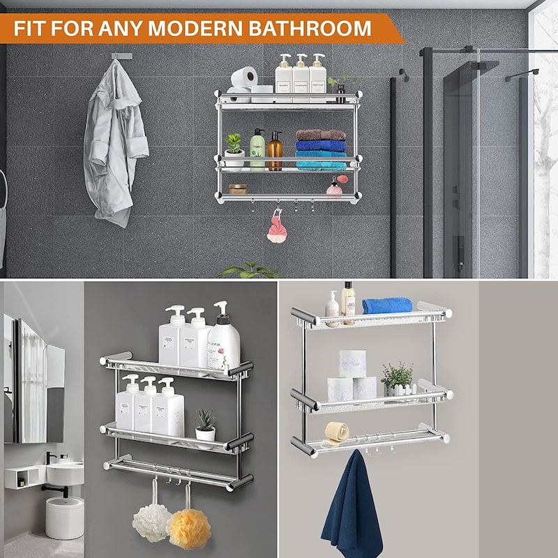 Cheer Collection 2 Tier Wall Mounted Shower Caddy