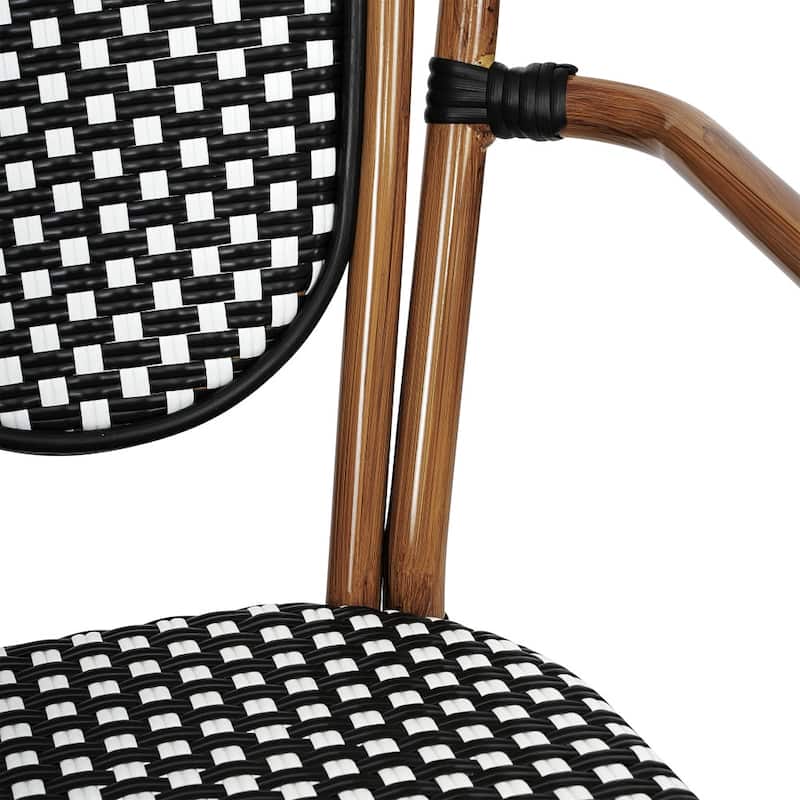 4 Pack All-Weather Commercial Paris Chairs with Arms and metal Frames