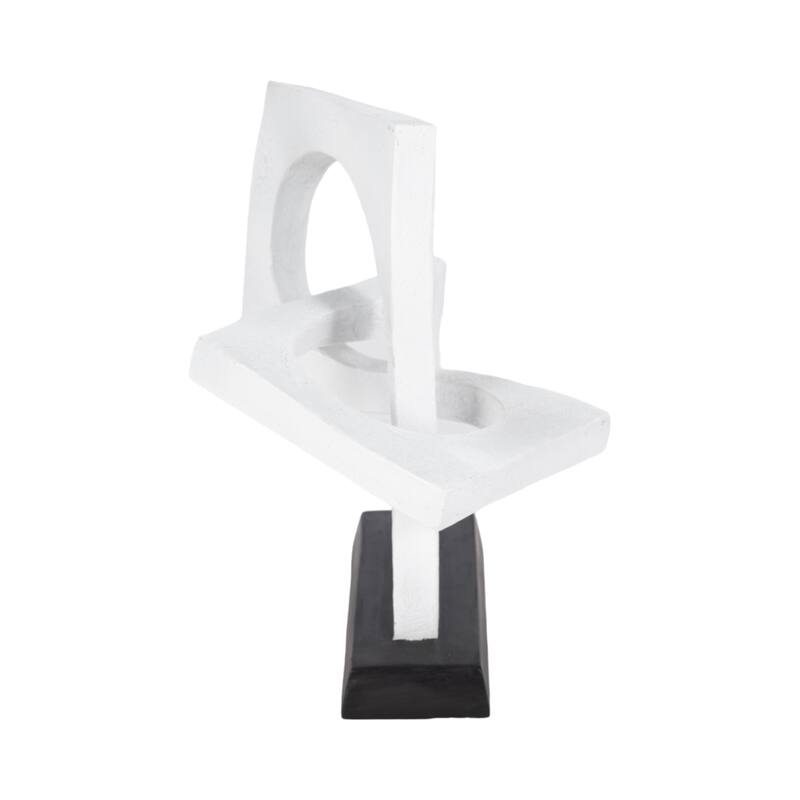 Sagebrook Home 10" Polyresin Links Sculpture in White and Black With Volcano Texture - 10" x 7" x 10"