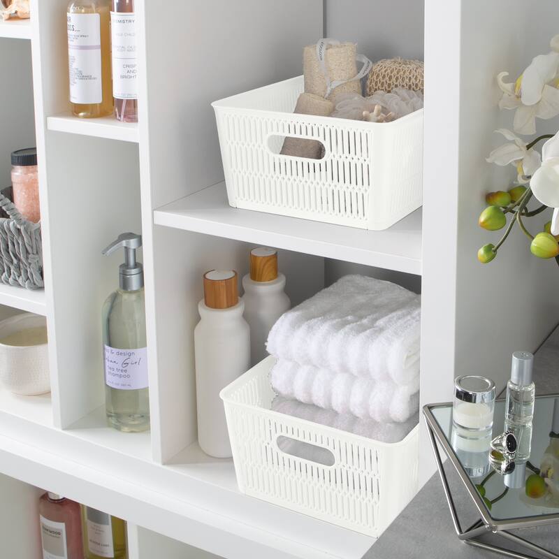 Simplify 4 Pack Slide 2 Stack It Storage Tote Baskets