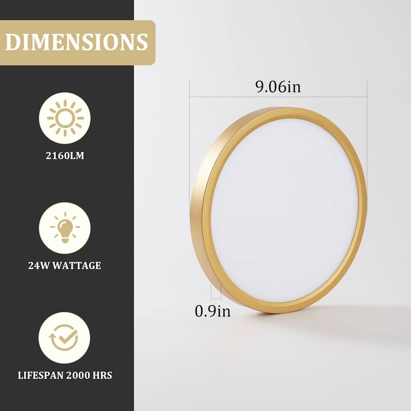 Modern 9.06-inch Round LED Flush Mount Ceiling Lighting for Hallway Bedroom