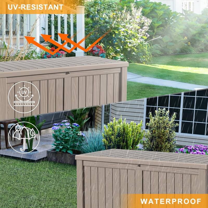 150 Gallon Outdoor Storage Box, Waterproof Deck Box for Patio & Garden