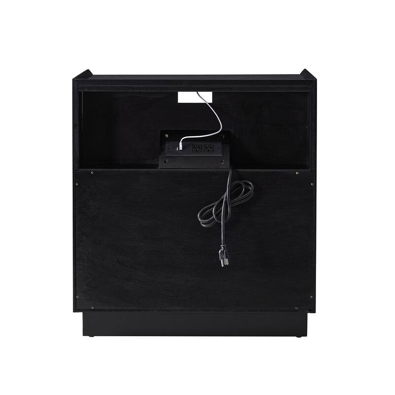 Lorenz Mid-century Modern End Table with Charge Station and LED Light by HULALA HOME