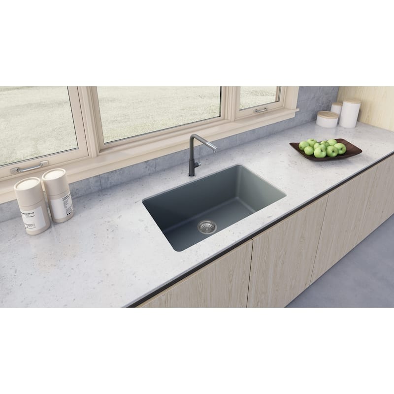 Ruvati 30-inch Fireclay Undermount / Drop-in Topmount Kitchen Sink Single Bowl - Blue- RVL3030LU - 30" x 18"