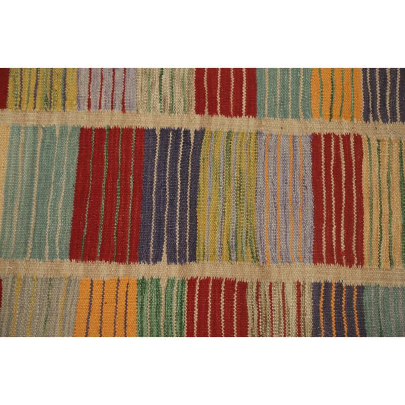 Hand Woven Oriental 100% Wool Carpet Southwestern Modern Multi-Colored Kilim Area Rug - 4' 0'' X 2' 4''