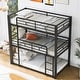 preview thumbnail 3 of 6, Metal Twin Size Triple Bunk Bed with Guardrails, Black