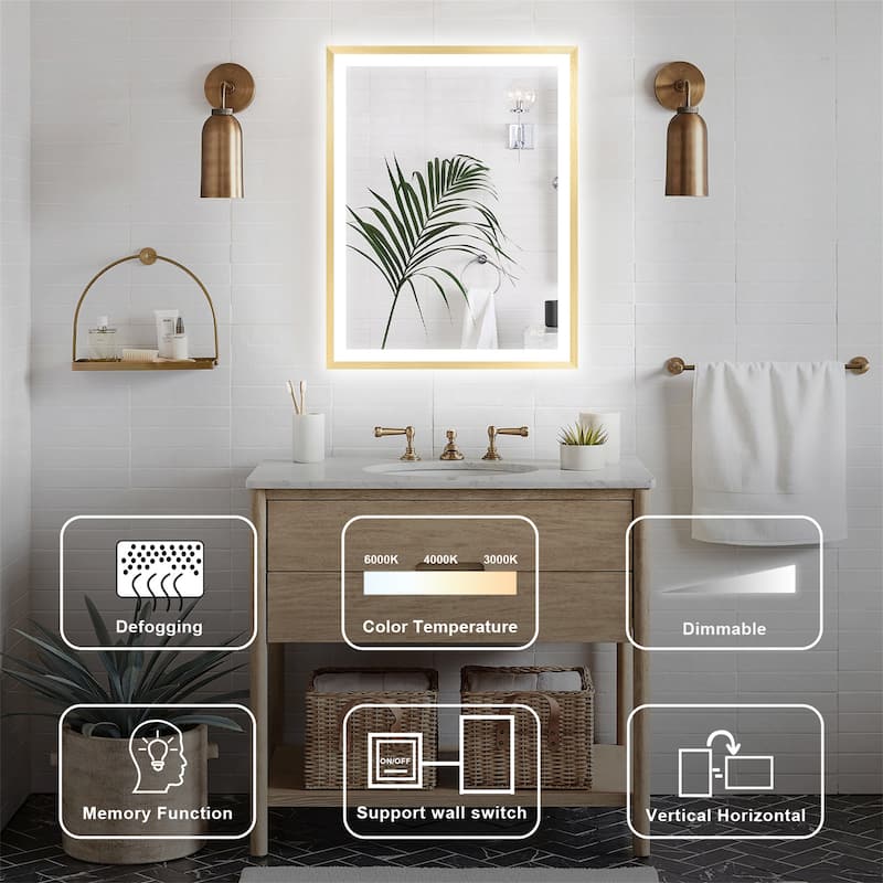 LED Wall Mounted Backlit and Front Lighted Mirror for Bathroom
