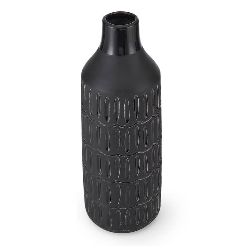 Elements Black Ceramic Bottle Vase, 14 Inch