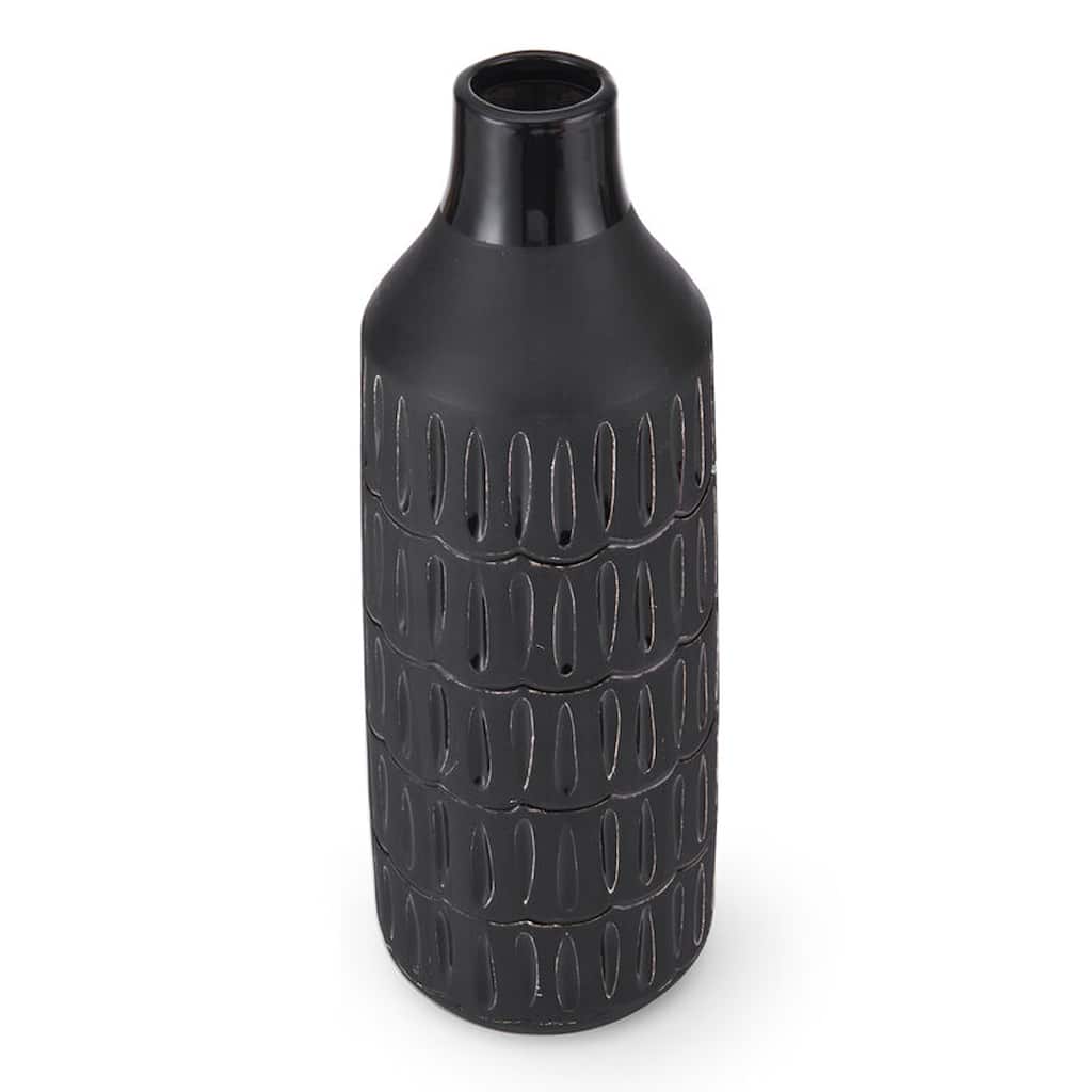 Elements Black Ceramic Bottle Vase, 14 Inch