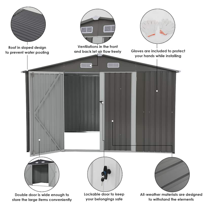 8' x 10' Outdoor Metal Storage Shed