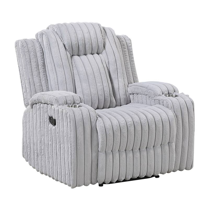 Brynda 38" Corduroy Manual Reclining Chair with Cup Holders - Light Gray