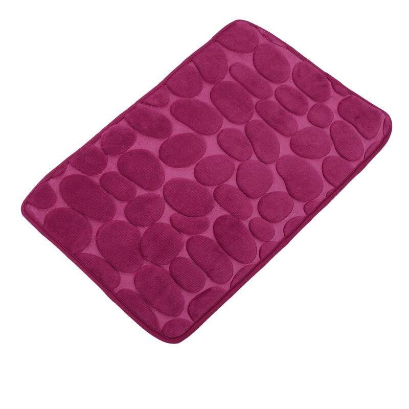 Bathroom Rugs Bath Mat Machine Washable Wine Red Cobblestone Pattern 23.6"x15.7"