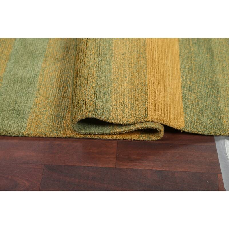 Vegetable Dye Striped Nepalese Oriental Area Rug Wool Handmade Carpet - 6'2" x 8'11"