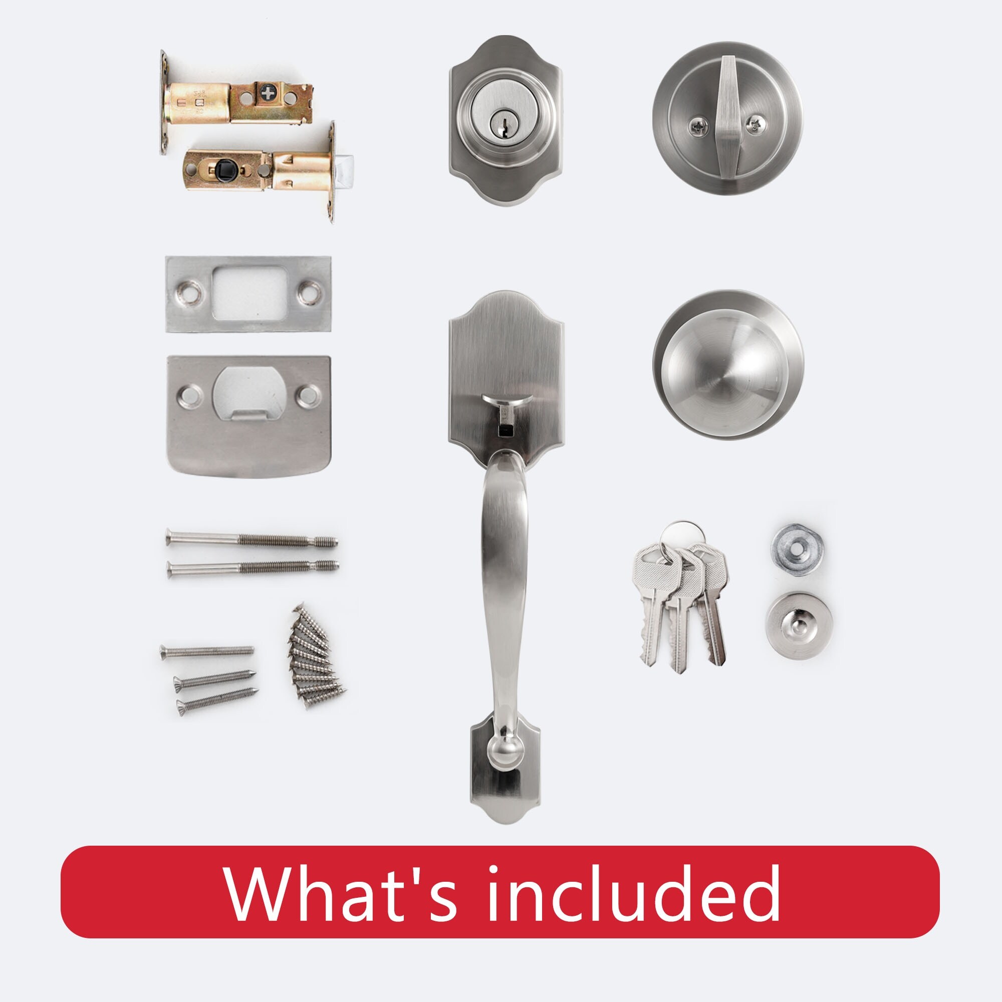 Front Door Satin Nickel Split Hexagonal Handle Door Lock Set