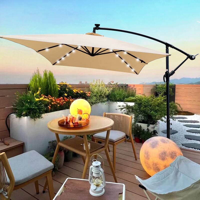 Rectangle 2x3M Outdoor Patio Umbrella Solar Powered LED Lighted