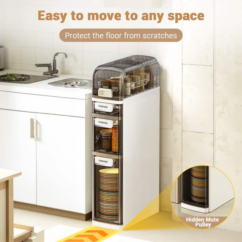 4 Tier Slim Bathroom Storage Cabinet Narrow Organizer With Wheels And Toilet Paper Holder Bathroom Cabinet