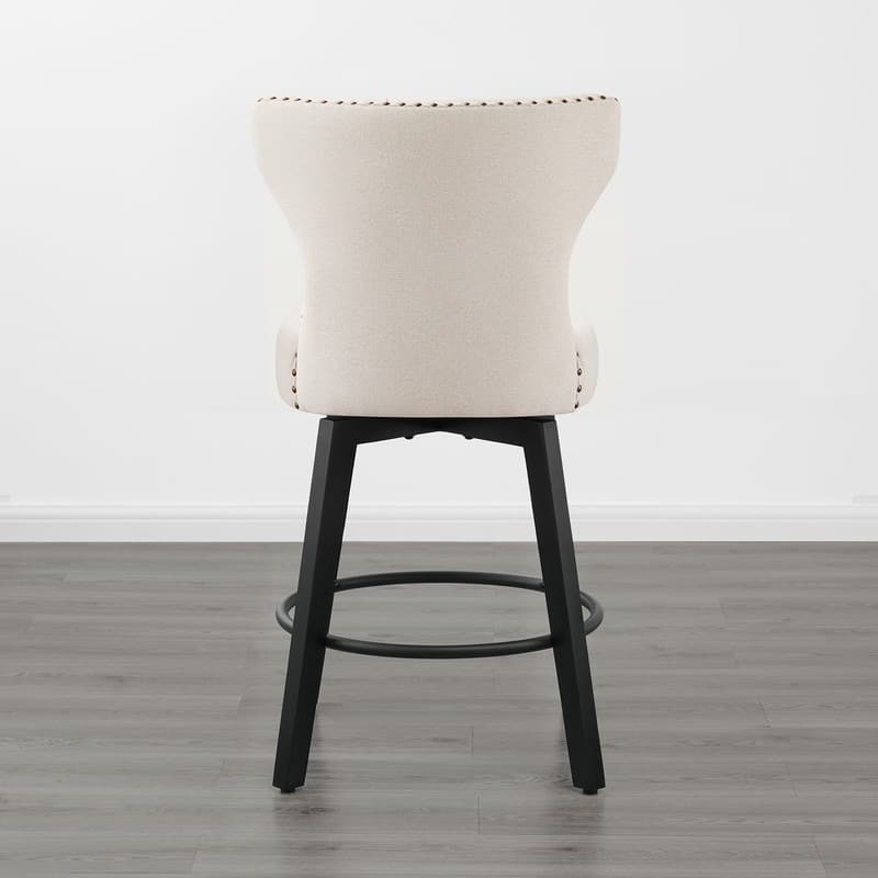 Logan Swivel Bar Stools Tufted Wingback with Nail Head