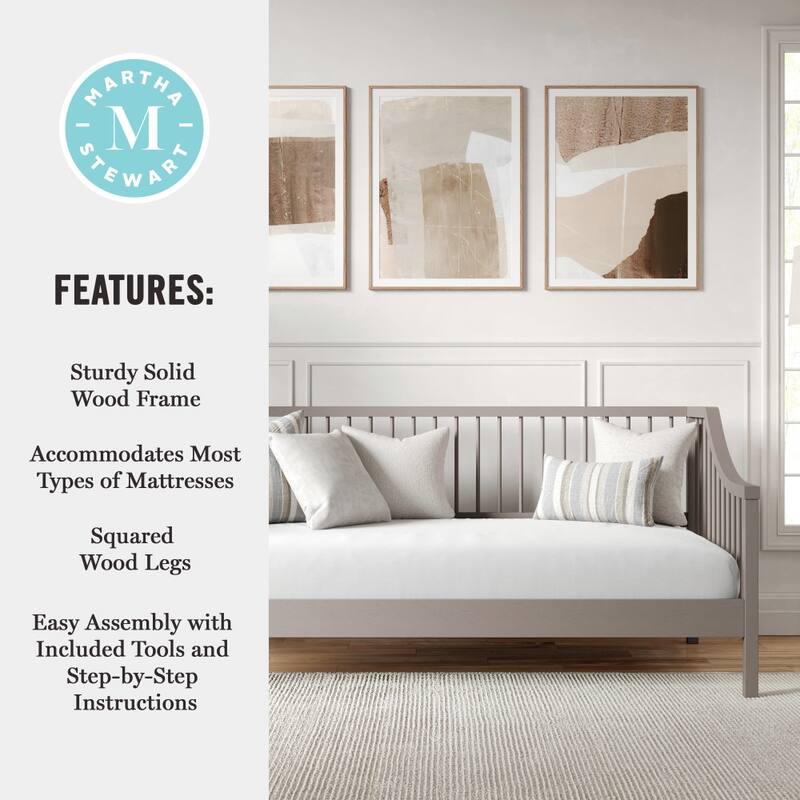Martha Stewart Solid Wood Platform Daybed with Wooden Spindles