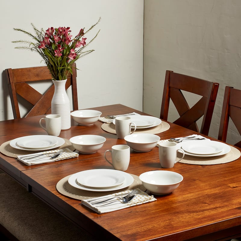 Tabletops Gallery White Porcelain 16-piece Dinnerware Set