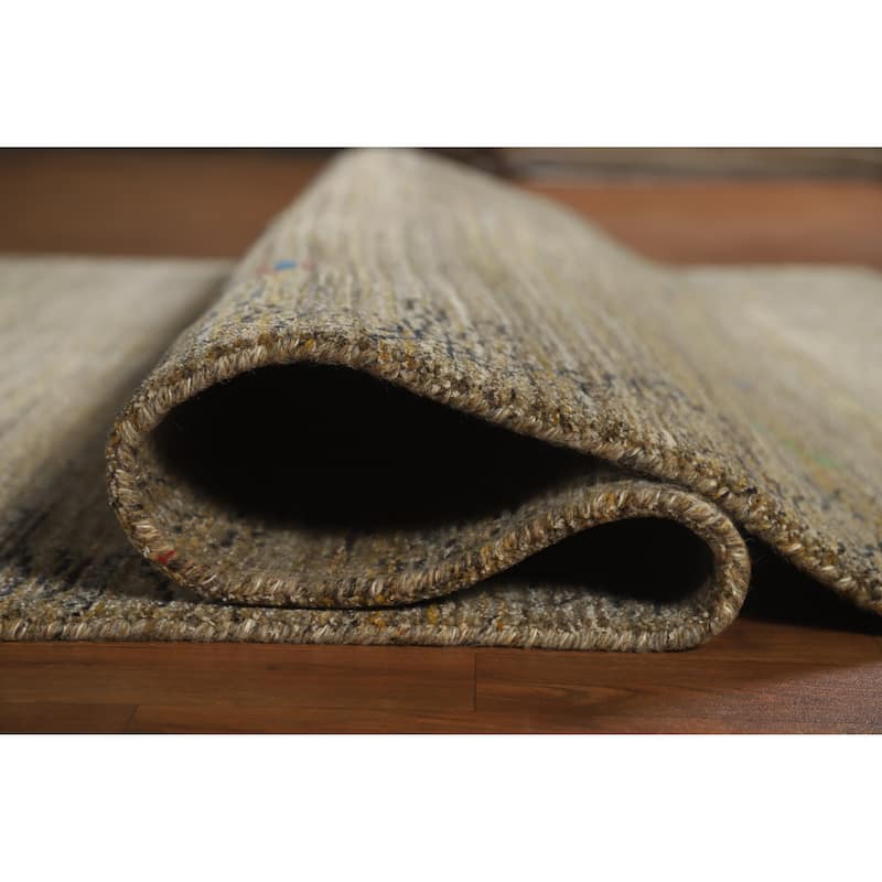 Gabbeh Indian Area Rug Hand-Knotted Oriental Brown Wool Carpet - 5'4" x 7'7"