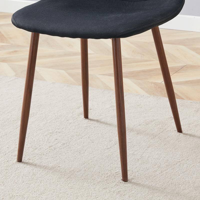 Set of 4 Modern Dining Chairs - Breathable Linen-Cotton Upholstery & Sturdy Integrated Metal Legs