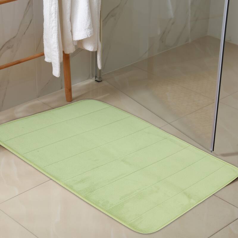 2 Pcs Memory Foam Bathroom Mat Non Slip Soft Bath Mats Rugs, Machine Washable - Green - 23.62"x 15.75", 31.50"x 19.69"