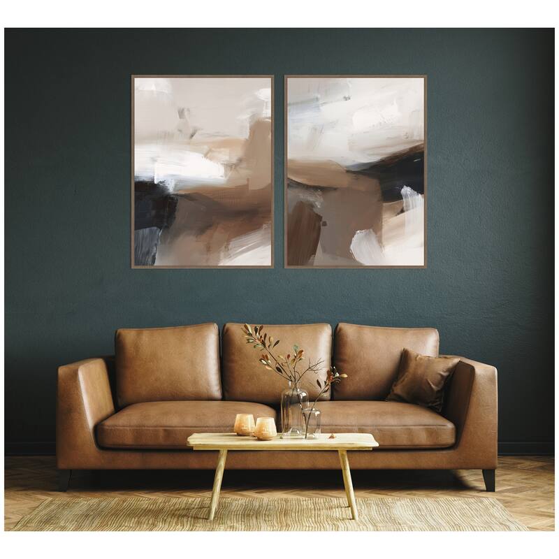 Kate and Laurel Layered Ground No. 1 & No. 2 2 Piece Framed Canvas Wall Art Set by Amy Lighthall