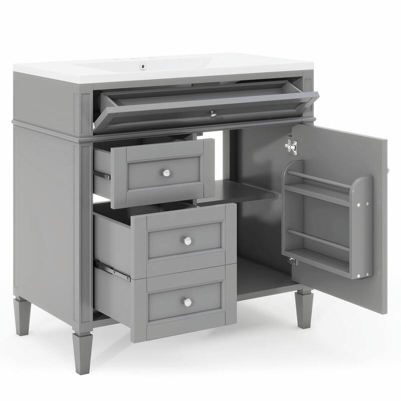 36'' Bathroom Vanity with Top Sink, 3 Drawers for Stylish Storage