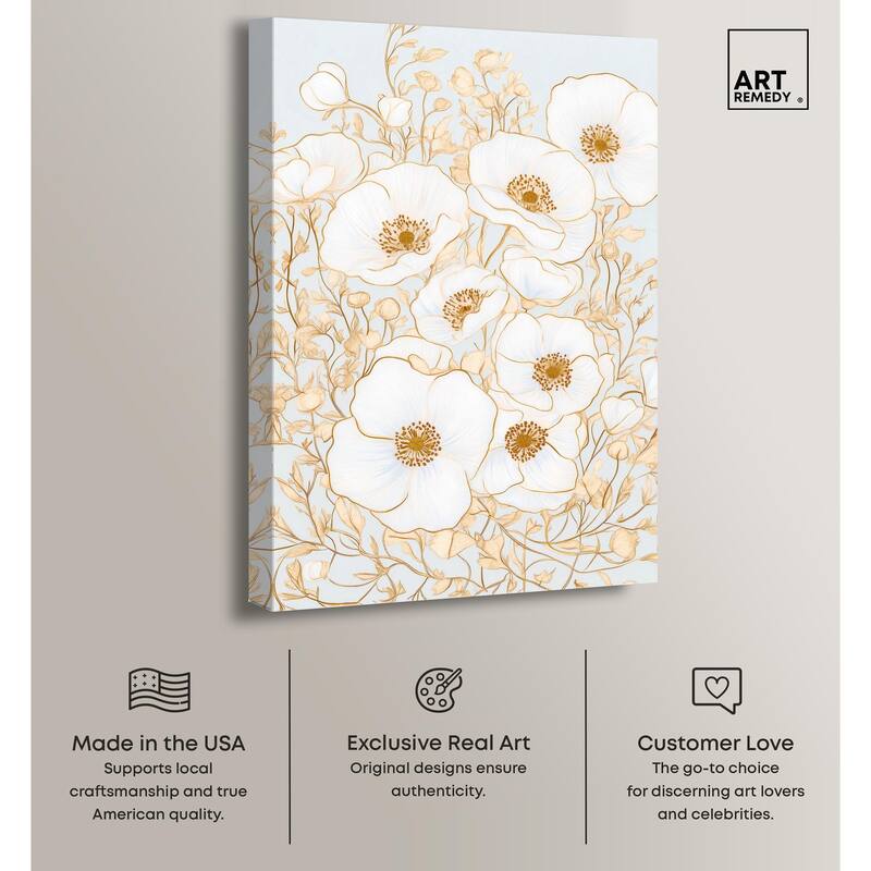 White and Gold Poppies I Canvas by Art Remedy, Gallery Wrapped