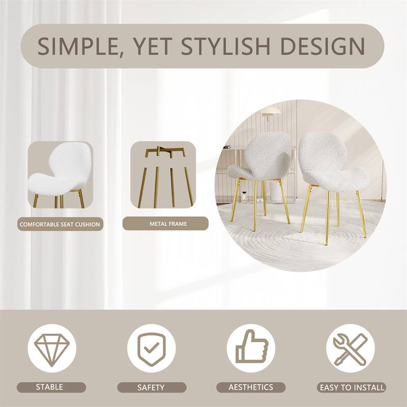 Teddy Velvet Dining Chairs Set of 2 with Sturdy Gold Metal Legs