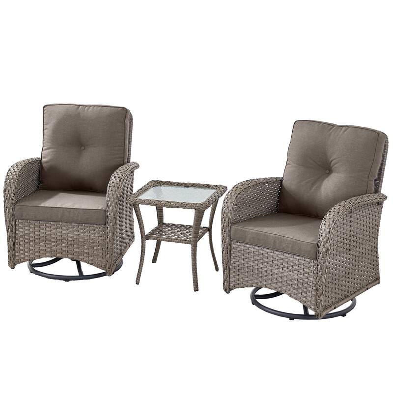 Outdoor Gliders Chair with Side Table Grey-Grey - Grey