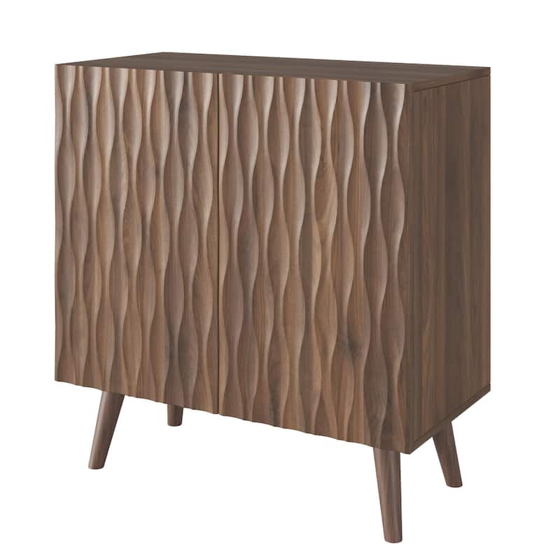 EROMMY Accent Storage Cabinet with Adjustable Shelves, Two-Door Wavy Door Sideboard for Dining Room or Entryway