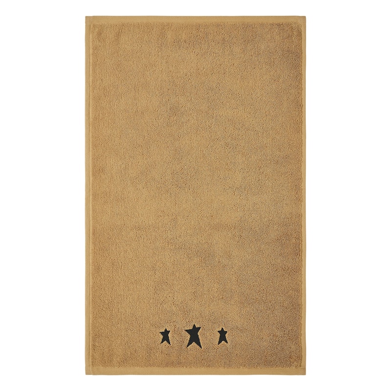 Black Prim Stars Tan Hand Towel Set of 2 16x26