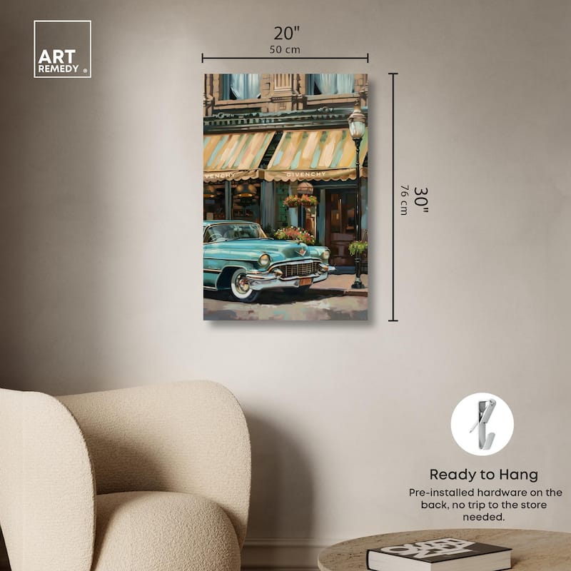 Classic Car Store Visit II Canvas by Art Remedy, Gallery Wrapped