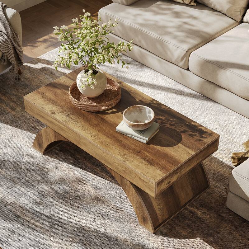 47'' Coffee Table, Farmhouse Center Cocktail Table with Arched Base