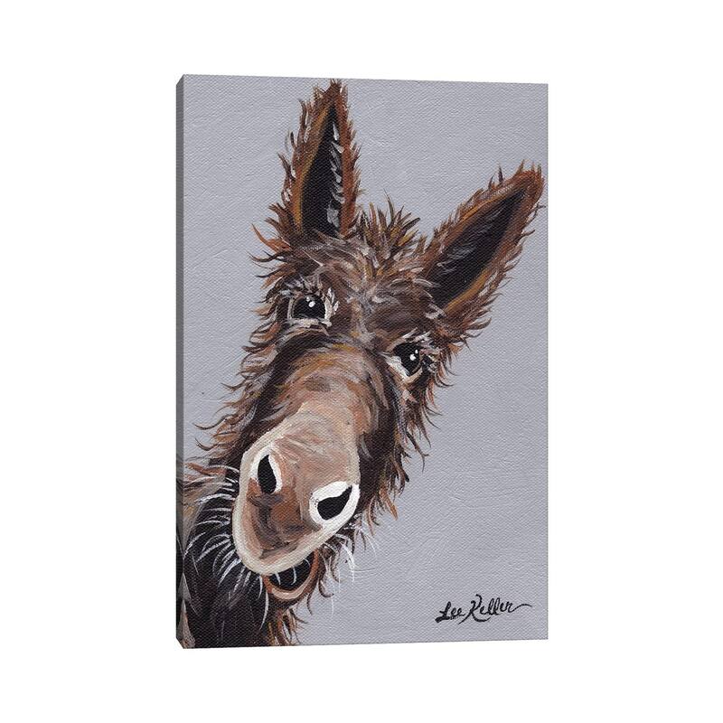 iCanvas "Rufus The Donkey On Gray" by Hippie Hound Studios Canvas Print