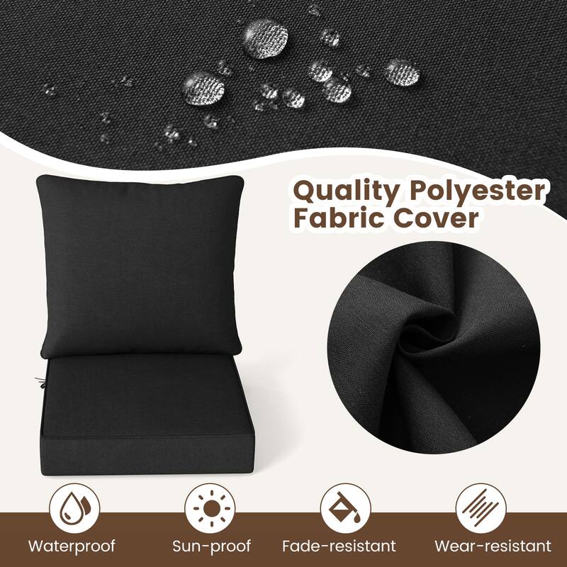 Gymax 2PCS Deep Seat Chair Cushion Pads Set Indoor/Outdoor w/ Rope