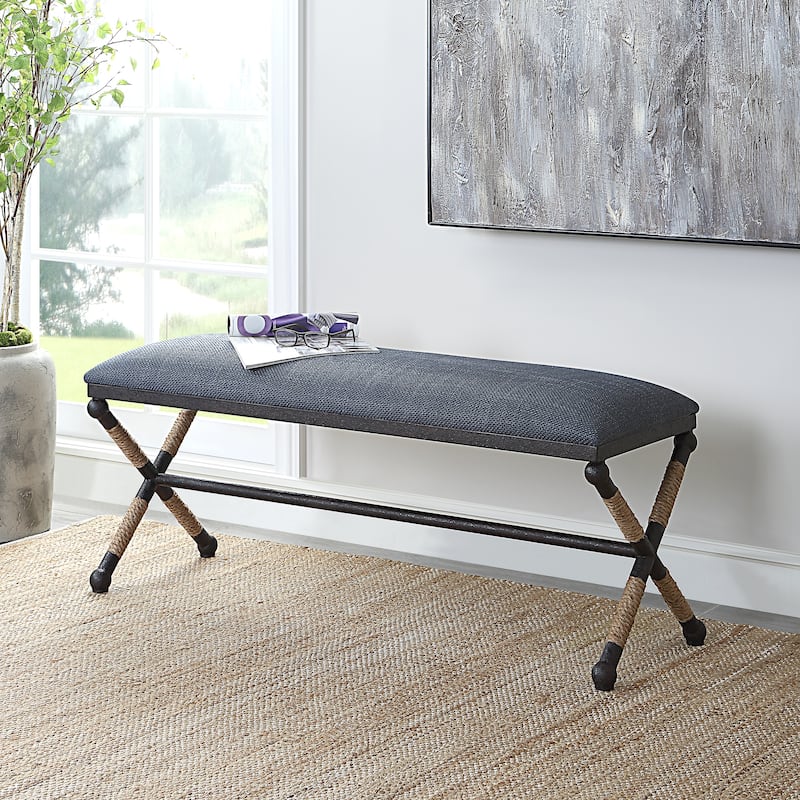 Uttermost Firth Rustic Navy Bench - 48"W x 21"H x 16"D