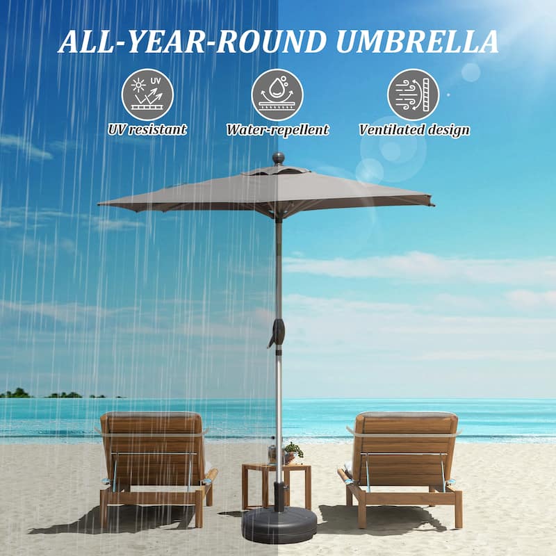 Rectangle Patio Umbrella with Crank Lift and Tilt Function
