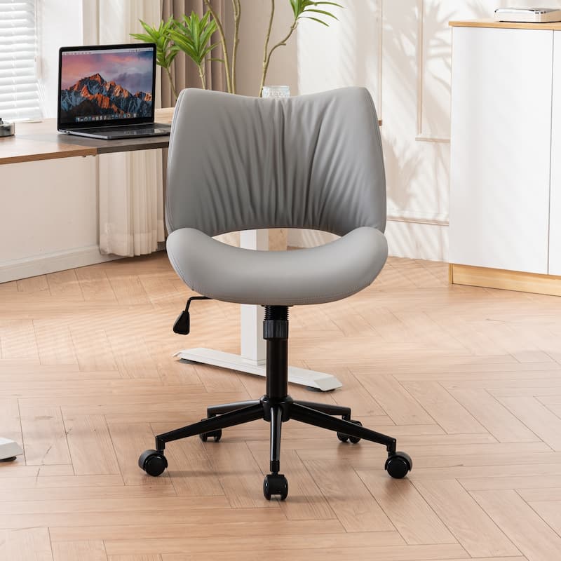 Ergonomic Faux Leather Office Chair, Swivel Task Chair - Grey