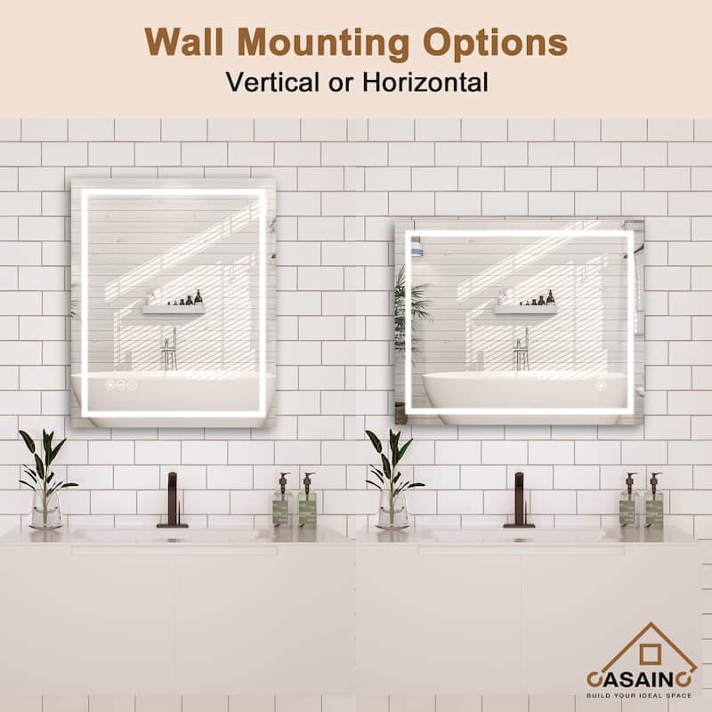 30 in. W x 36 in. H Large Rectangular Frameless LED Wall-Mounted Bathroom Vanity Mirror in Silver