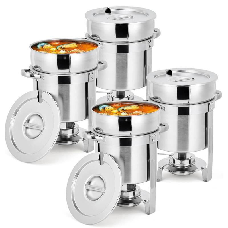 11QT Commercial Soup Warmer Set, Soup Chafer with Pots for Buffets, Events - 4 Pcs