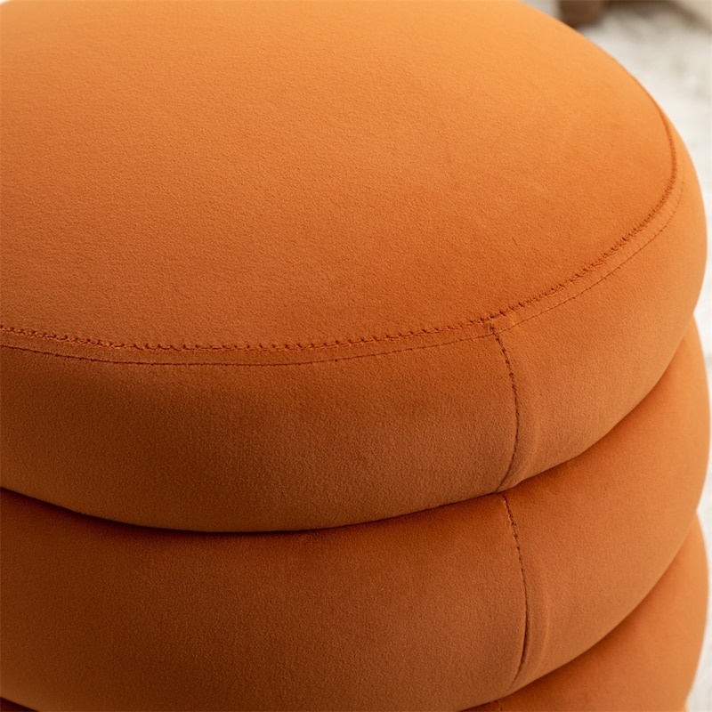 Soft Velvet Round Ottoman Footrest Stool